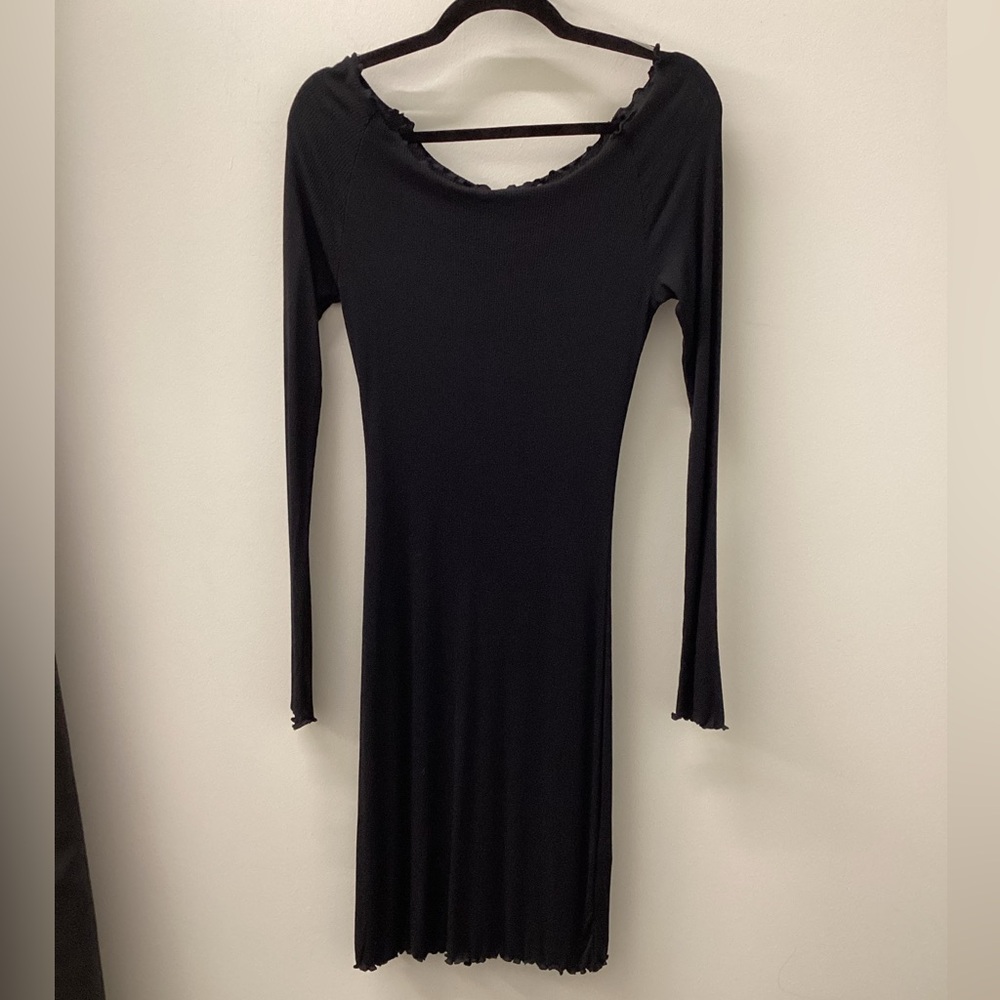 Project Social T Black Long Sleeve Off the Shoulder Dress